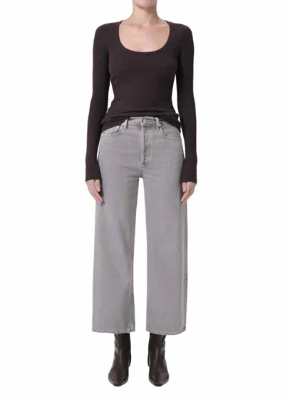 Agolde Ren High-rise Wide-leg Jean In Owl In Multi