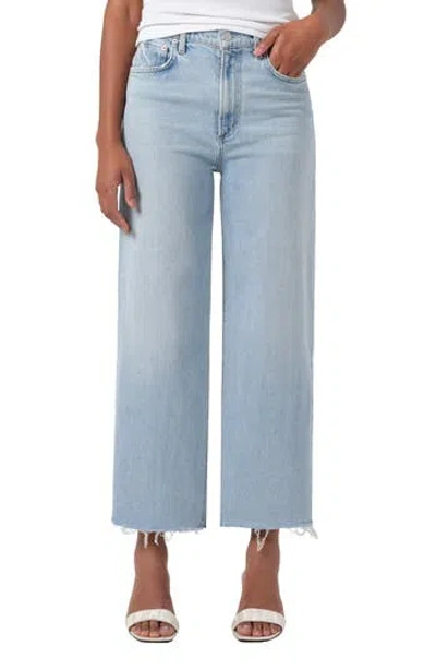 Agolde Ren Raw Hem High Waist Ankle Wide Leg Jeans In Blue