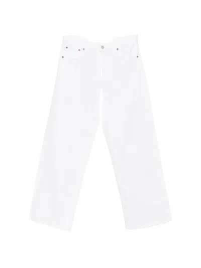 Agolde Ren Raw-hem Wide-leg Jeans In White