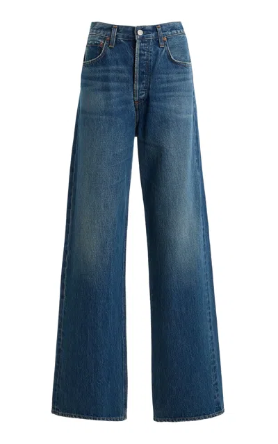 Agolde Ren Rigid Mid-rise Wide-leg Jeans In Blue