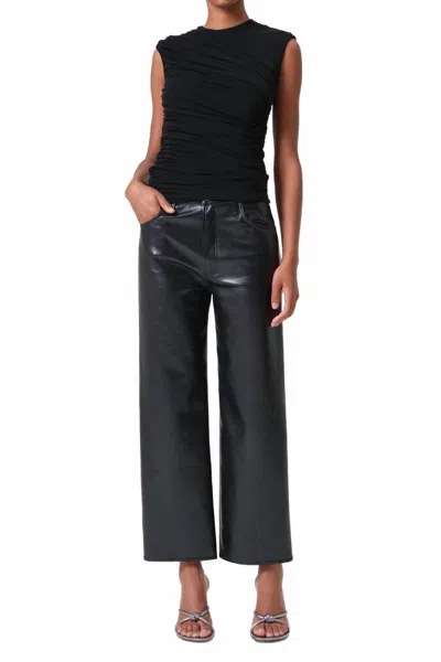 Agolde Ren High Rise Wide Leg Recycled Leather Pants In Detox In Black