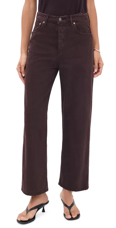 Agolde Ren High Waist Wide Leg Jeans In Brown