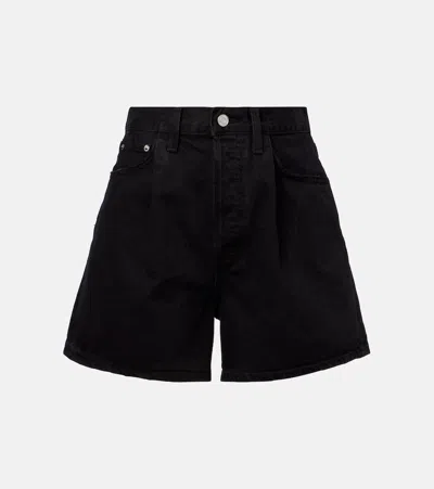 AGOLDE RHODA PLEATED HIGH-RISE DENIM SHORTS