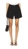 Agolde Rhoda Pleated A Line Shorts In Black