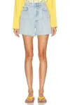 Agolde Rhoda Pleated Denim Cutoff Shorts In Blue