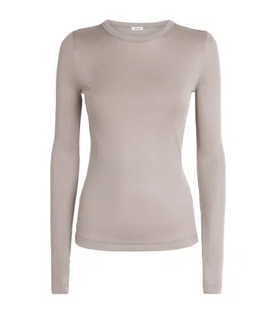 Agolde Ribbed Delphi Top In Brown