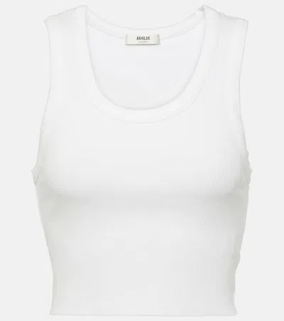 Agolde Ribbed-knit Crop Top In White