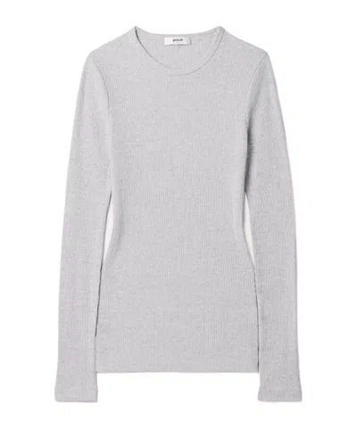 Agolde Delphi Ribbed Jersey Top In Gray