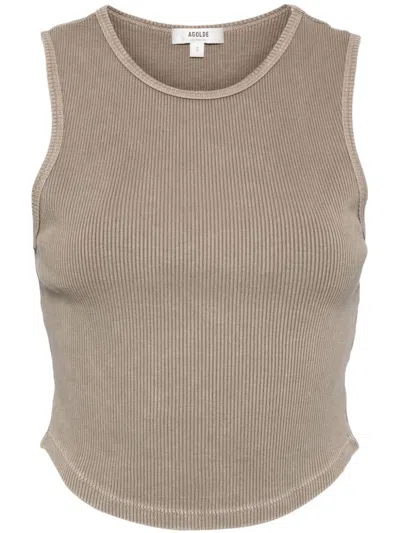 Agolde Ribbed-knit Tank Top In Neutrals