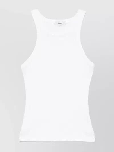 Agolde Ribbed Round Neck Sleeveless Tank Top In White