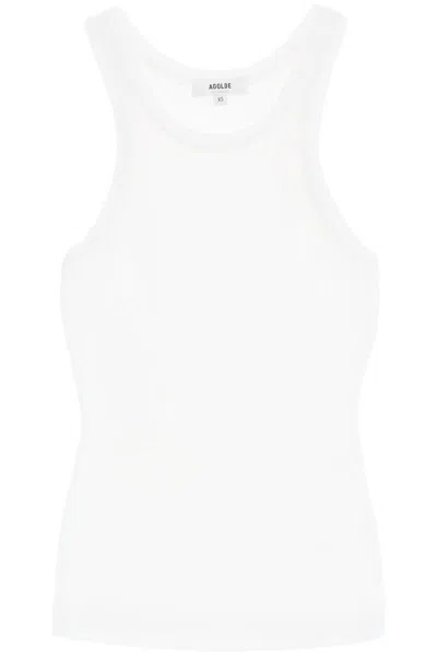 Agolde "ribbed Sleeveless Top B In Bianco
