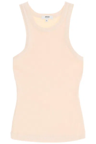 Agolde "ribbed Sleeveless Top B In Neutro,pink