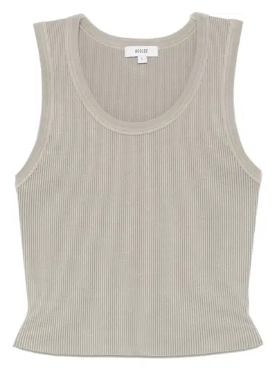 Agolde Ribbed Tank Top In Gray