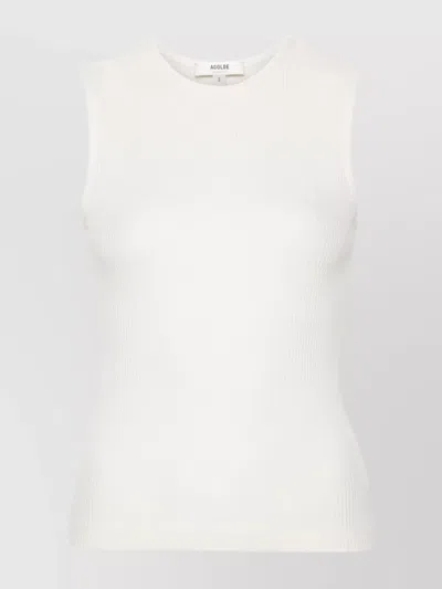 Agolde Ribbed Texture Racerback Tank Top In White
