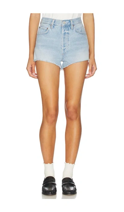 Agolde Denim Shorts With Belt Loops In Blue