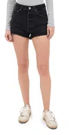 Agolde Parker Black Distressed Denim Shorts In Sensor