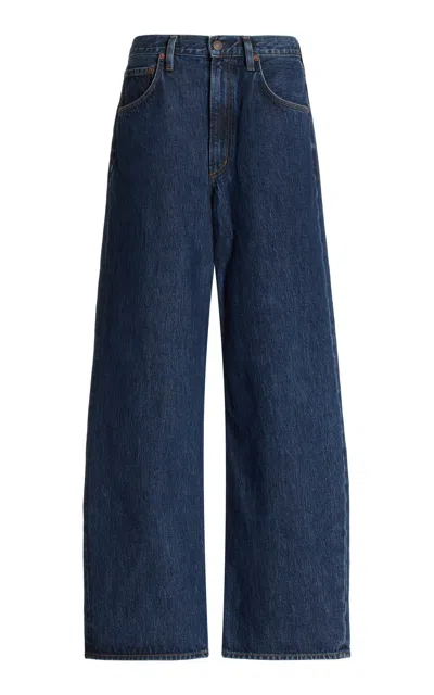 Agolde Low Curve Rigid Mid-rise Tapered Jeans In Blue