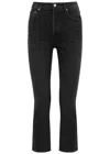 Agolde Riley Cropped High-rise Straight-leg Jeans In Black