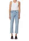 Agolde Riley Crop Denim In Curio In Blue