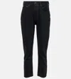 Agolde Riley Cropped High-rise Straight-leg Jeans In Black
