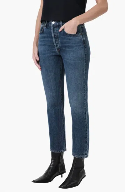 Agolde Riley Crop Jeans In Control In Blue
