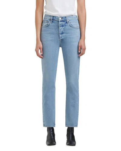 Agolde Riley Crop Jeans In Shiver In Blue