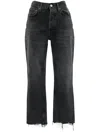 Agolde Black Riley Crop Jeans In Black