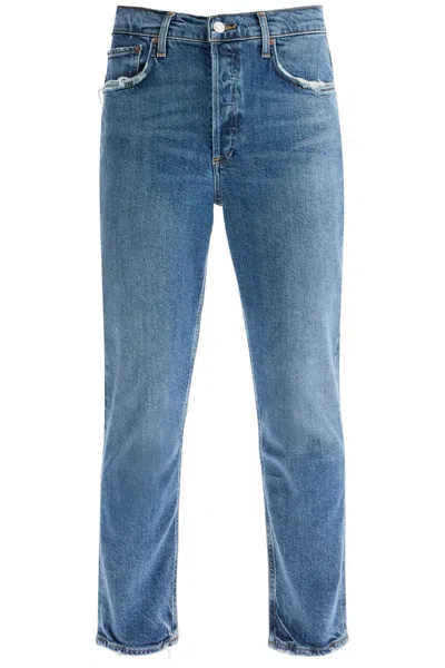 Agolde Riley Cropped Jeans In Blu