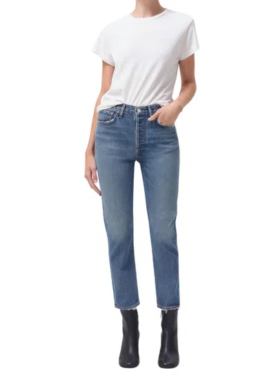 Agolde Riley Cropped Jeans In Collective In Multi
