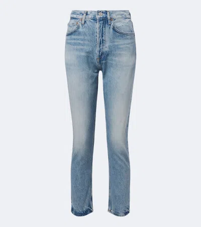 Agolde Riley Cropped Straight Jeans In Blue
