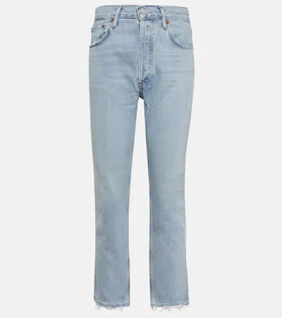 Agolde Riley Cropped Straight-leg Jeans In Blue