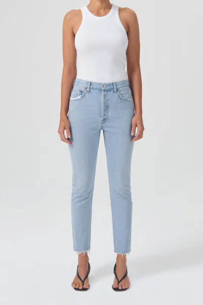 Agolde Riley High Rise Straight Crop In Reputation In Blue