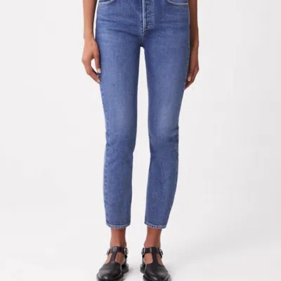 Agolde Riley High Rise Straight Crop Jean In Blue