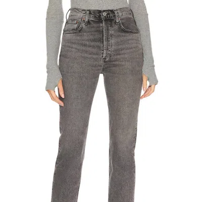 Agolde Riley High Rise Straight Crop Jean In Grey
