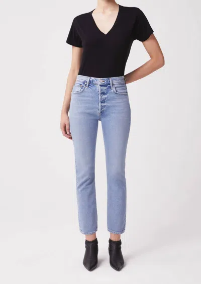 Agolde Riley High Rise Straight Crop Jean In Shiver In Multi