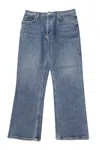 Agolde Riley High Rise Straight Crop Jeans In Blue Cotton Denim In Blue