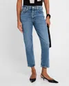 Agolde Blue Riley High-rise Straight Crop Jeans In Moor