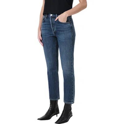 Agolde Riley High Waist Crop Straight Leg Jeans In Control
