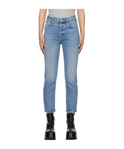 Agolde Riley High-waist Jeans In Blue