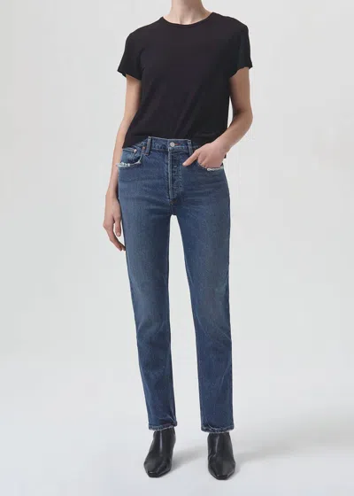 Agolde Riley Long High Rise Straight Jean - Stretch In Pose