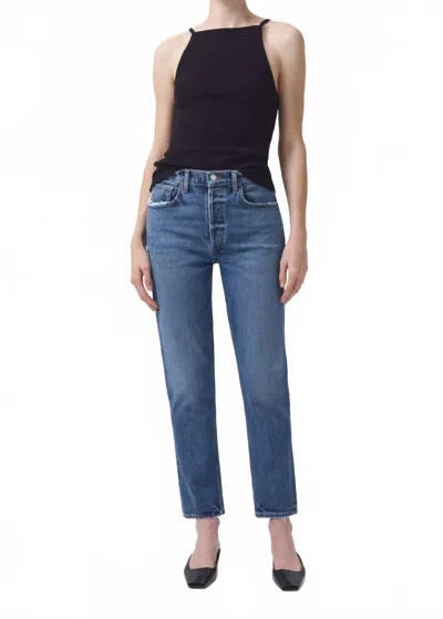 Agolde Riley Long High Rise Straight Jeans In Moor In Multi