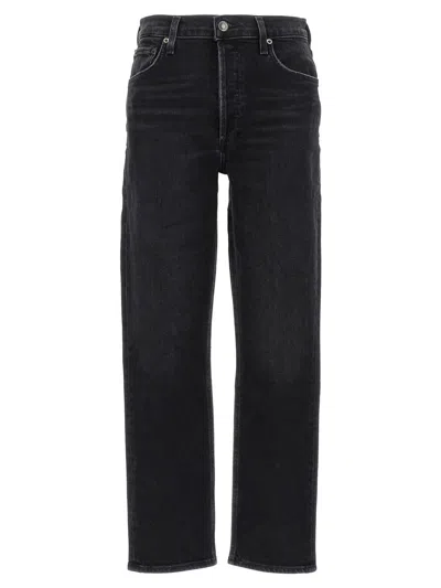 Agolde Parker Dark-wash Cropped Jeans In Poss