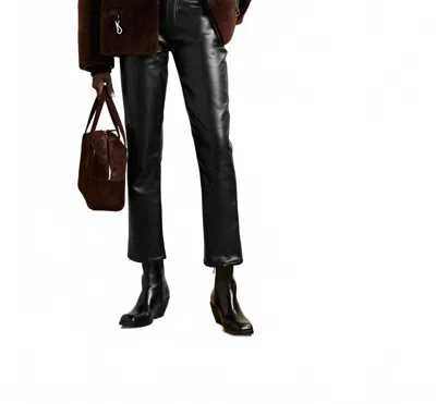 Agolde Riley Long Recycled Leather Straight Pants In Detox Black