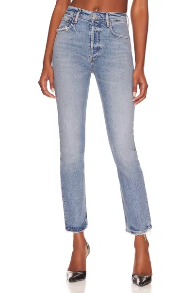 Agolde Riley Long Straight Jeans In Cove In Blue