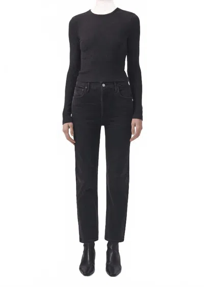 Agolde Riley Long Straight Jeans In Panoramic Black