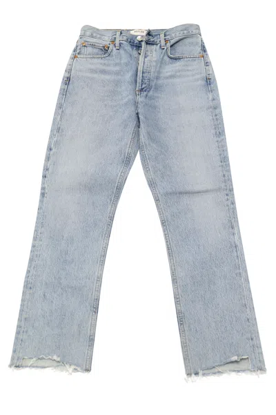 Agolde Riley Straight Leg Crop Jeans In Light Blue Cotton