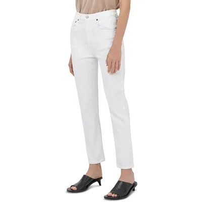 Agolde Riley Womens High Rise Denim Cropped Jeans In White