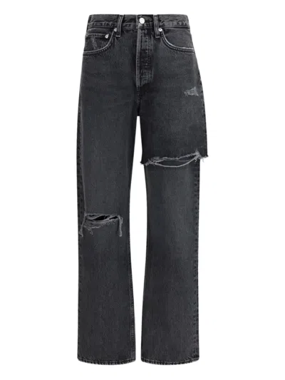 AGOLDE RIPPED BUTTON-FASTENING FIVE-POCKETS JEANS