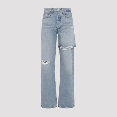 Agolde Ripped Cotton Jeans In Blue