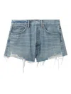Agolde Ripped Denim Shorts In Blue